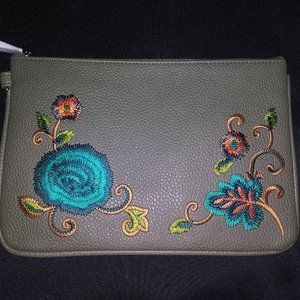 Rubie Mini - Oohh-la-la Olive Pebble with Floral Embroidery